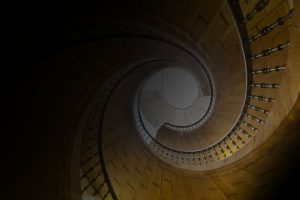 looking up spiral staircase